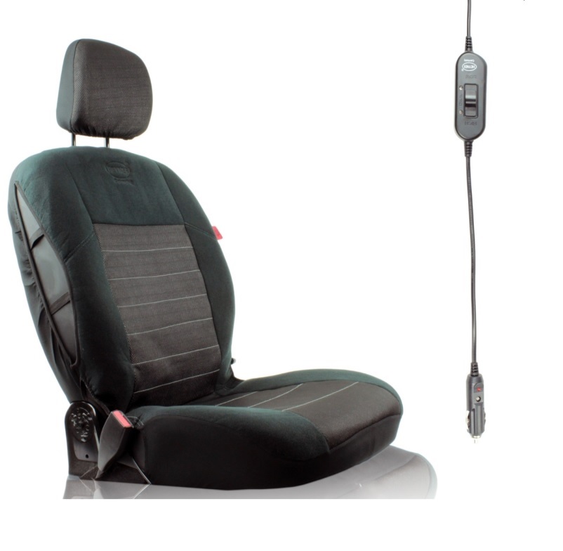 Premium Heyner Germany 12V Heated Warmer Seat Cover Cushion Pad Car Van Universal Size Carbon Heating Fast Powerful Black 